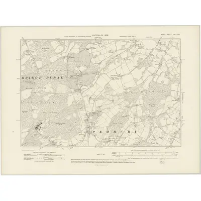 1907 Map of Kent LXI.NW, 1909 Print