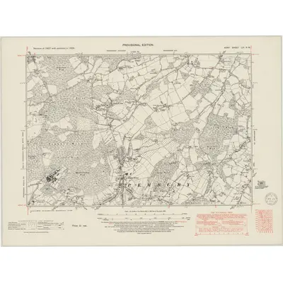 1938 Map of Kent LXI.NW, 1950 Print