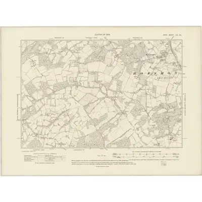 1907 Map of Kent LXI.SE, 1909 Print