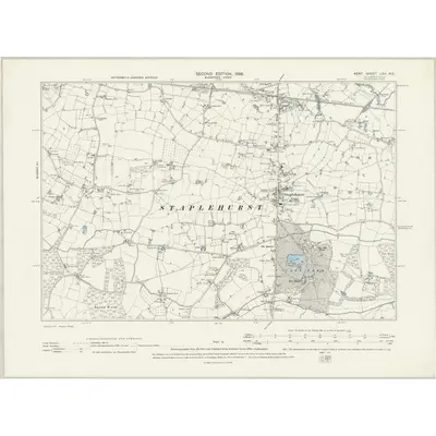1895 Map of Kent LXII.NE, 1898 Print