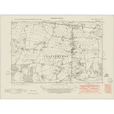 1937 Map of Kent LXII.NE, 1950 Print