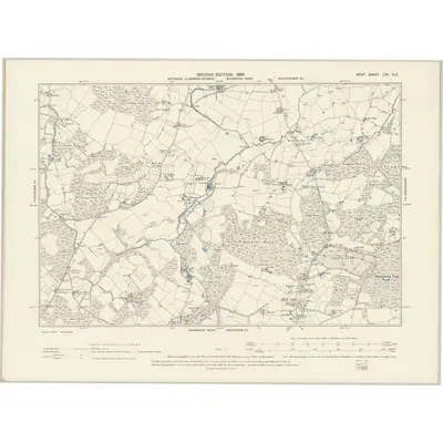 1896 Map of Kent LXII.SE, 1898 Print