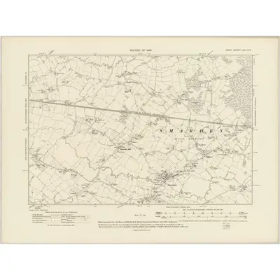 1906 Map of Kent LXIII.NE, 1909 Print