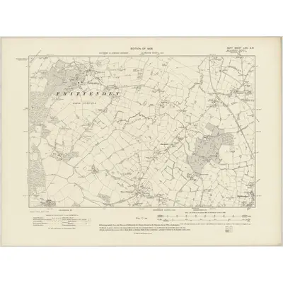 1906 Map of Kent LXIII.SW, 1909 Print