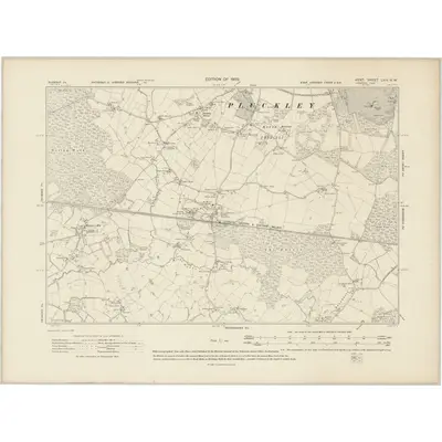 1906 Map of Kent LXIV.NW, 1909 Print