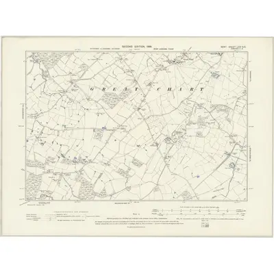 1896 Map of Kent LXIV.SE, 1898 Print