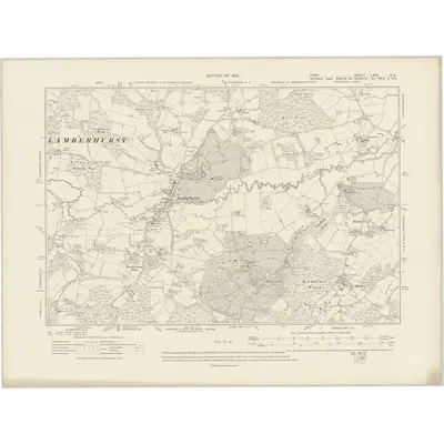 1907 Map of Kent LXIX.NE, 1910 Print