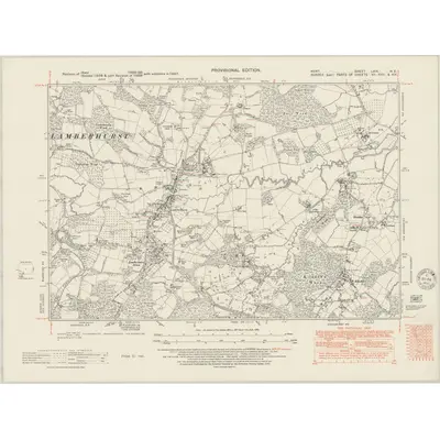 1947 Map of Kent LXIX.NE, 1950 Print