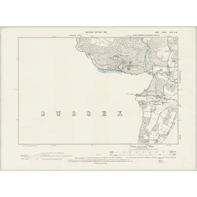 1896 Map of Kent LXIX.NW, 1899 Print