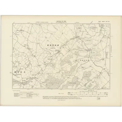1906 Map of Kent LXV.NE, 1908 Print
