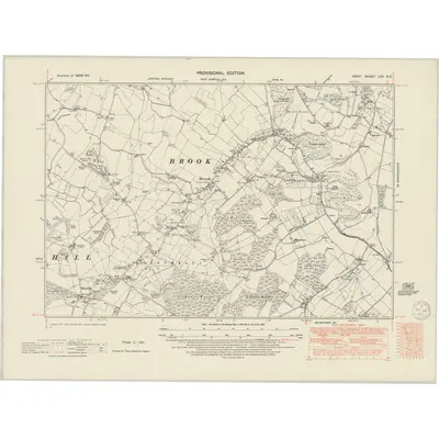 1939 Map of Kent LXV.NE, 1950 Print
