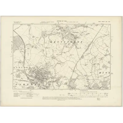 1906 Map of Kent LXV.NW, 1908 Print