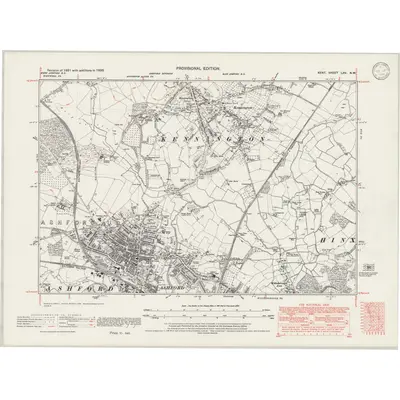 1938 Map of Kent LXV.NW, 1946 Print