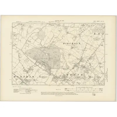1906 Map of Kent LXV.SE, 1908 Print
