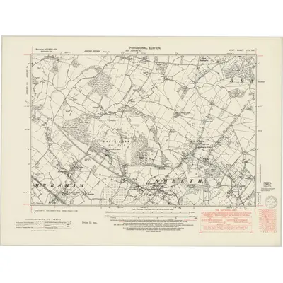 1938 Map of Kent LXV.SE, 1950 Print