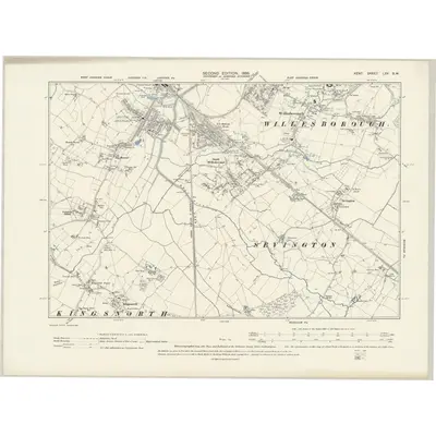 1896 Map of Kent LXV.SW, 1898 Print