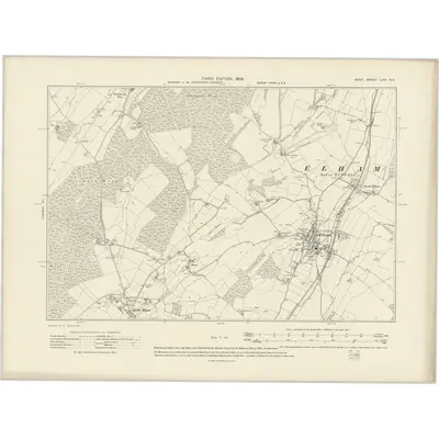 1906 Map of Kent LXVI.NE, 1908 Print