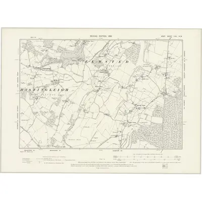 1896 Map of Kent LXVI.NW, 1898 Print