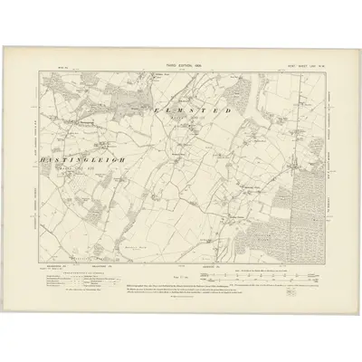 1906 Map of Kent LXVI.NW, 1908 Print