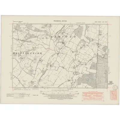 1939 Map of Kent LXVI.NW, 1950 Print