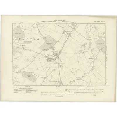 1906 Map of Kent LXVI.SE, 1908 Print