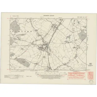 1939 Map of Kent LXVI.SE, 1950 Print