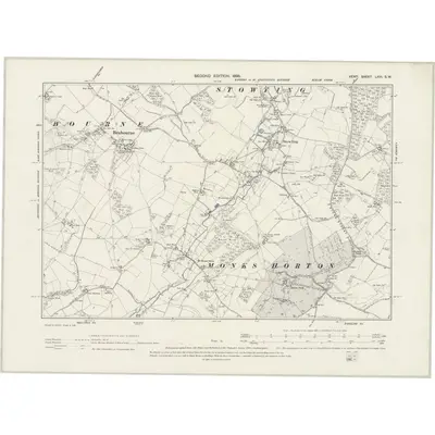 1896 Map of Kent LXVI.SW, 1898 Print