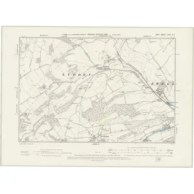 1896 Map of Kent LXVII.NE, 1898 Print