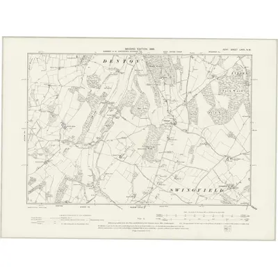 1896 Map of Kent LXVII.NW, 1898 Print