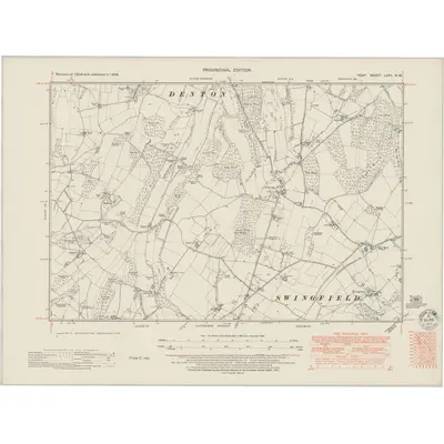 1938 Map of Kent LXVII.NW, 1950 Print