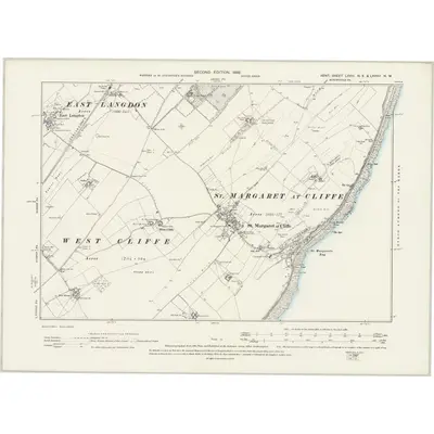 1871 Map of Kent LXVIII.NE & LXVIIIA.NW, 1899 Print