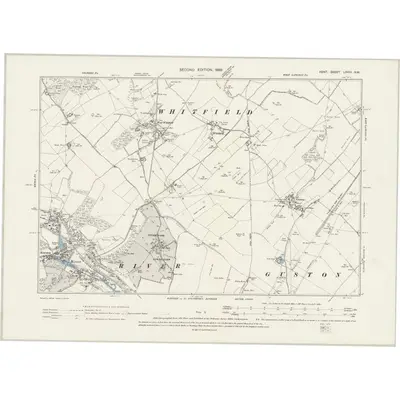 1871 Map of Kent LXVIII.NW, 1899 Print