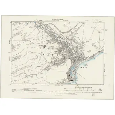 1866 Map of Kent LXVIII.SW, 1899 Print