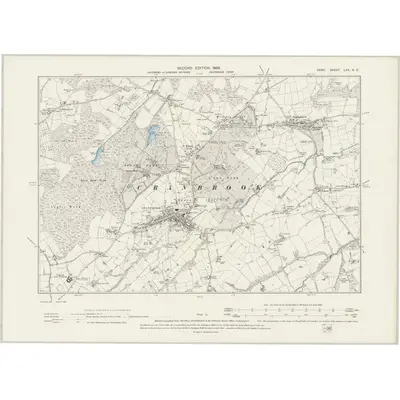 1896 Map of Kent LXX.NE, 1899 Print