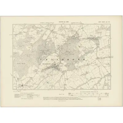 1907 Map of Kent LXX.NE, 1909 Print