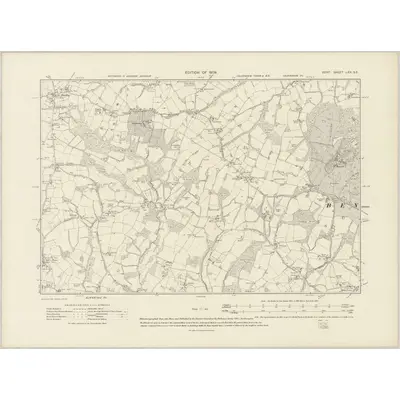 1906 Map of Kent LXX.SE, 1909 Print