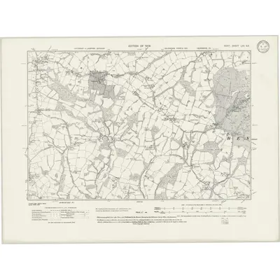 1906 Map of Kent LXX.SE, 1933 Print