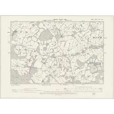 1896 Map of Kent LXXI.NE, 1899 Print