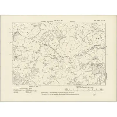 1906 Map of Kent LXXI.NE, 1908 Print