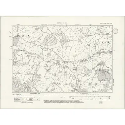 1906 Map of Kent LXXI.NE, 1939 Print