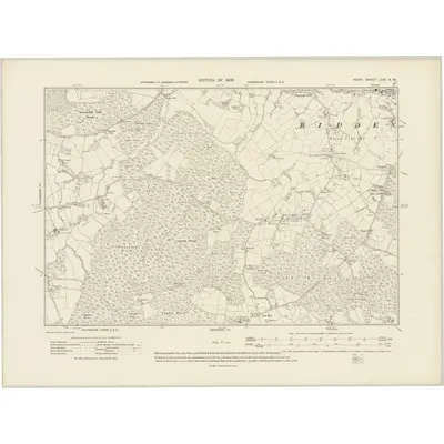 1906 Map of Kent LXXI.NW, 1909 Print