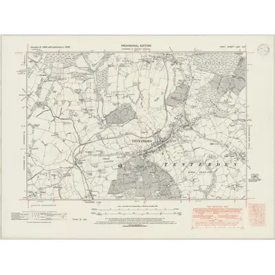 1938 Map of Kent LXXI.SE, 1947 Print