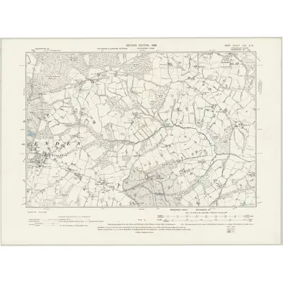 1896 Map of Kent LXXI.SW, 1899 Print