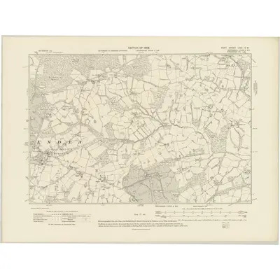 1906 Map of Kent LXXI.SW, 1908 Print