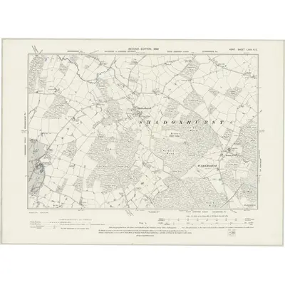 1896 Map of Kent LXXII.NE, 1899 Print