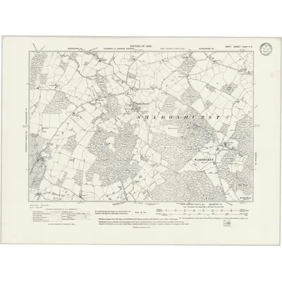 1906 Map of Kent LXXII.NE, 1933 Print
