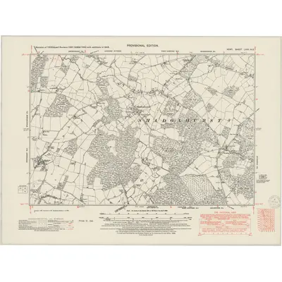 1946 Map of Kent LXXII.NE, 1950 Print