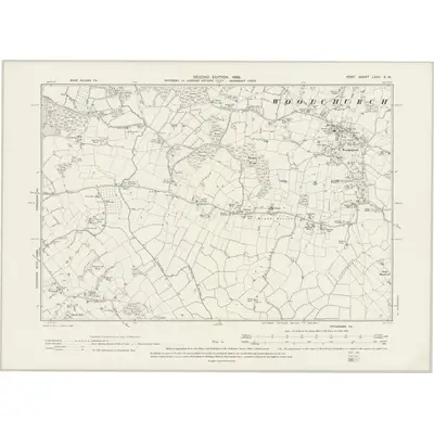 1896 Map of Kent LXXII.SW, 1899 Print