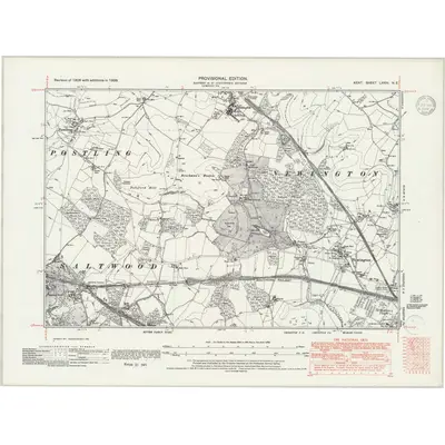 1938 Map of Kent LXXIV.NE, 1947 Print