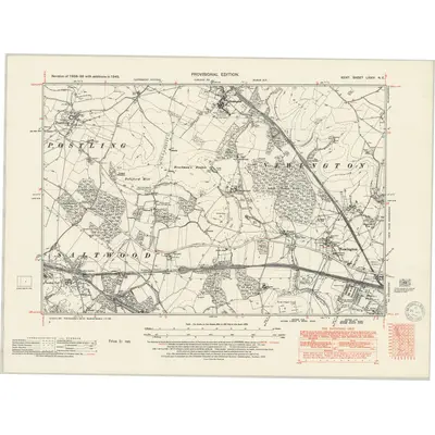 1945 Map of Kent LXXIV.NE, 1951 Print